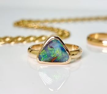 AWESOME 9ct Yellow Gold Hand-made Australian Boulder Opal Ring ...